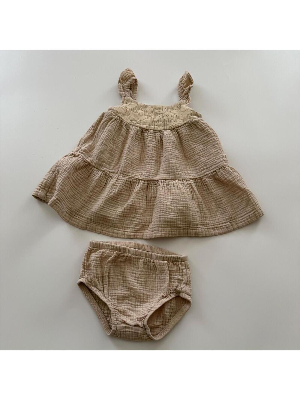 18m Neutral Muslin Dress Set
